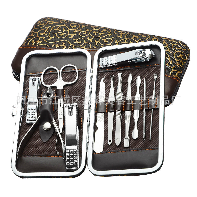 Factory direct supply manicure tool set 12-piece manicure beauty manicure tool set nail clippers pedicure