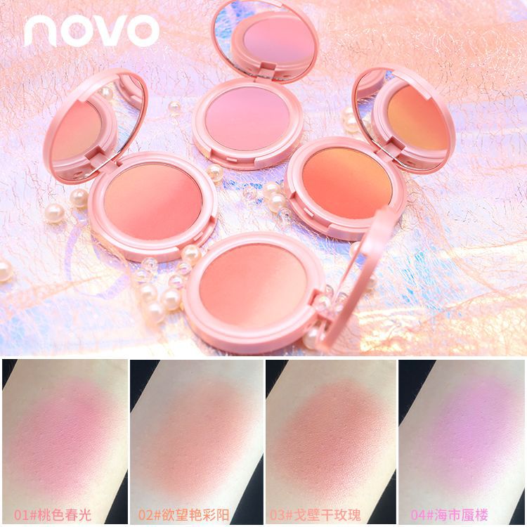 Popular beauty NOVO sweet pink gradient blush natural nude makeup to enhance complexion girlish rouge blush palette