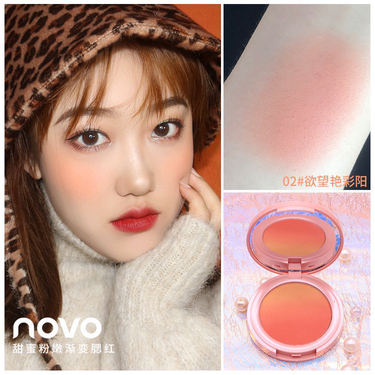 Popular beauty NOVO sweet pink gradient blush natural nude makeup to enhance complexion girlish rouge blush palette