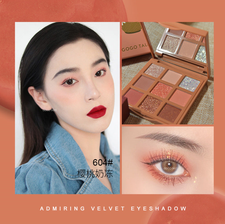 gogotalesgogo dance velvet nine-color eyeshadow palette waterproof pearlescent matte earth-color eyeshadow GT161