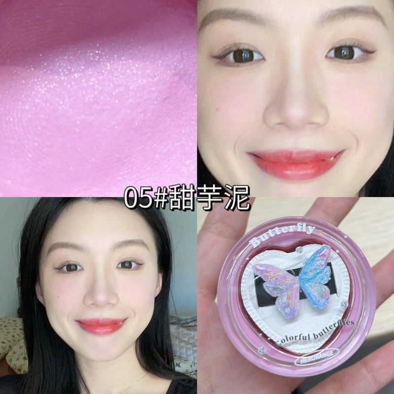 HERORANGE~ Butterfly Air Blush Cream Expansion Color Blush Purple Matte Mashed Potato Naturally Brightening and Contouring Women