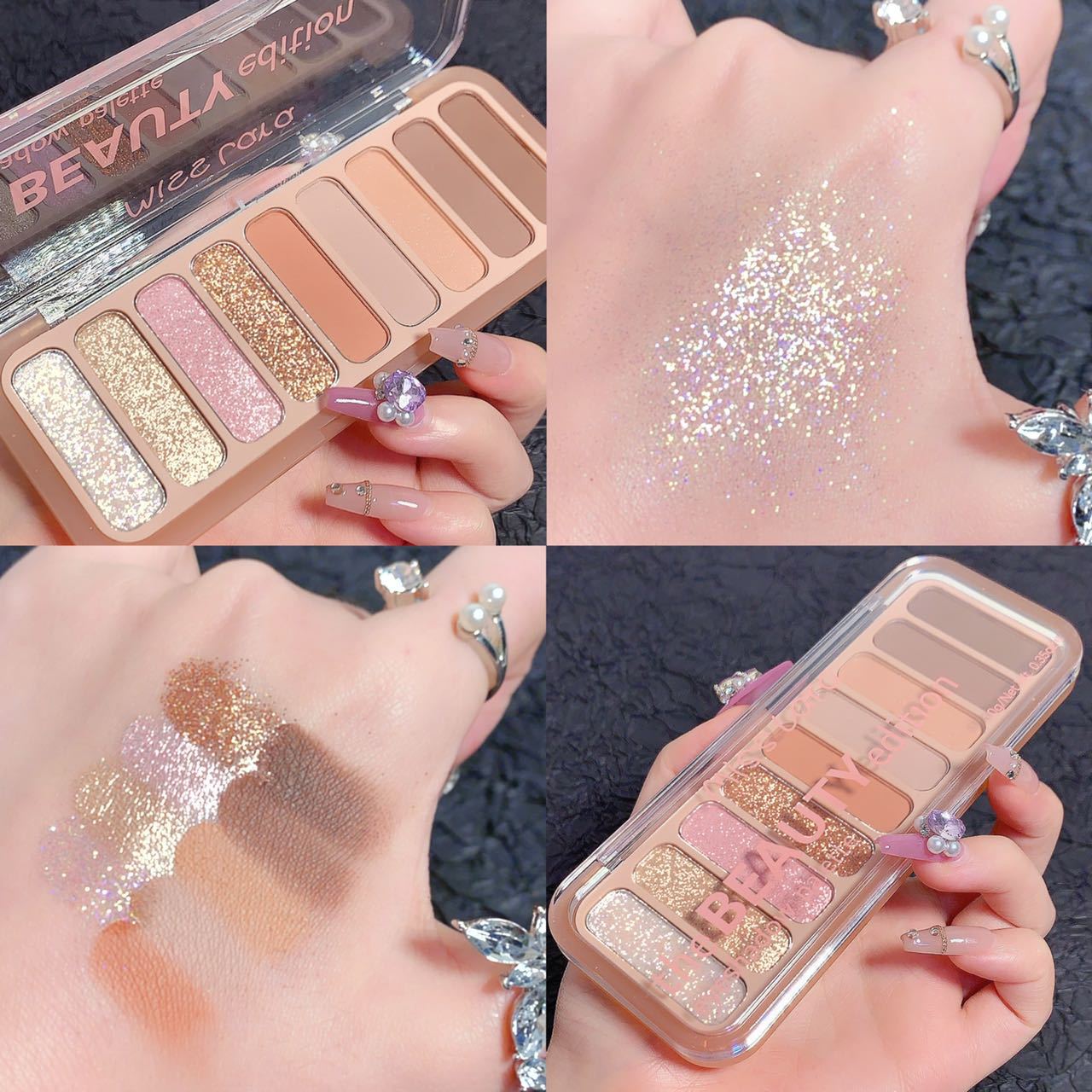 2023 new nine-color eyeshadow palette, daily nude matte pearlescent non-smudged highlighter blush three-in-one