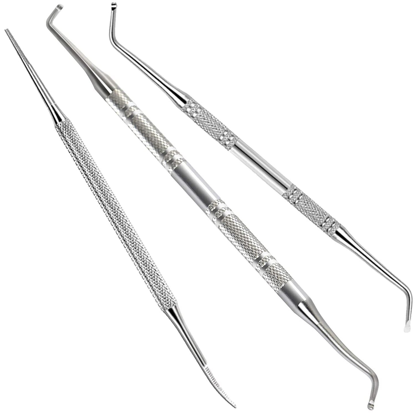 Stainless steel double-head nail picker nail groove spoon set double-head kicker ingrown nail cleaning toenail dirt manicure tool
