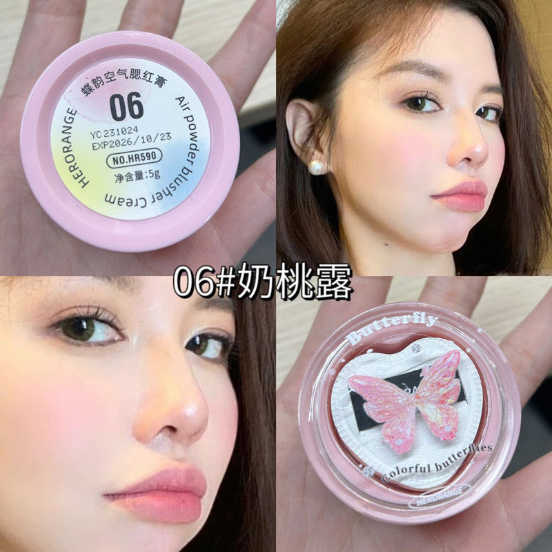 HERORANGE~ Butterfly Air Blush Cream Expansion Color Blush Purple Matte Mashed Potato Naturally Brightening and Contouring Women