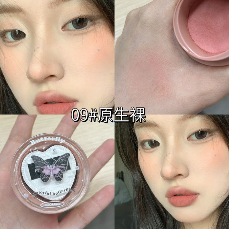 HERORANGE~ Butterfly Air Blush Cream Expansion Color Blush Purple Matte Mashed Potato Naturally Brightening and Contouring Women