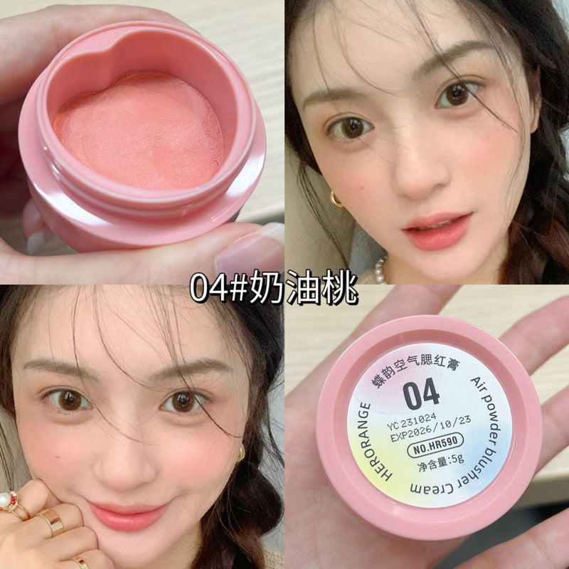 HERORANGE~ Butterfly Air Blush Cream Expansion Color Blush Purple Matte Mashed Potato Naturally Brightening and Contouring Women
