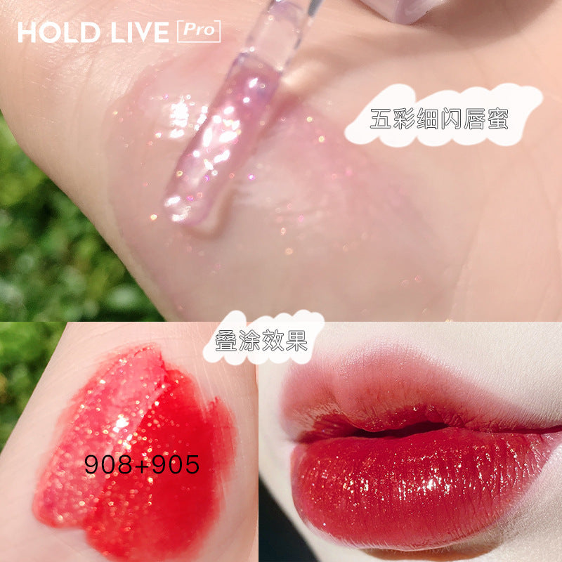 HOLD LIVE Dreamy Mist Candy Paper Lip Glaze Velvet Matte Lipstick Gold Flash Transparent Jelly Lip Gloss 