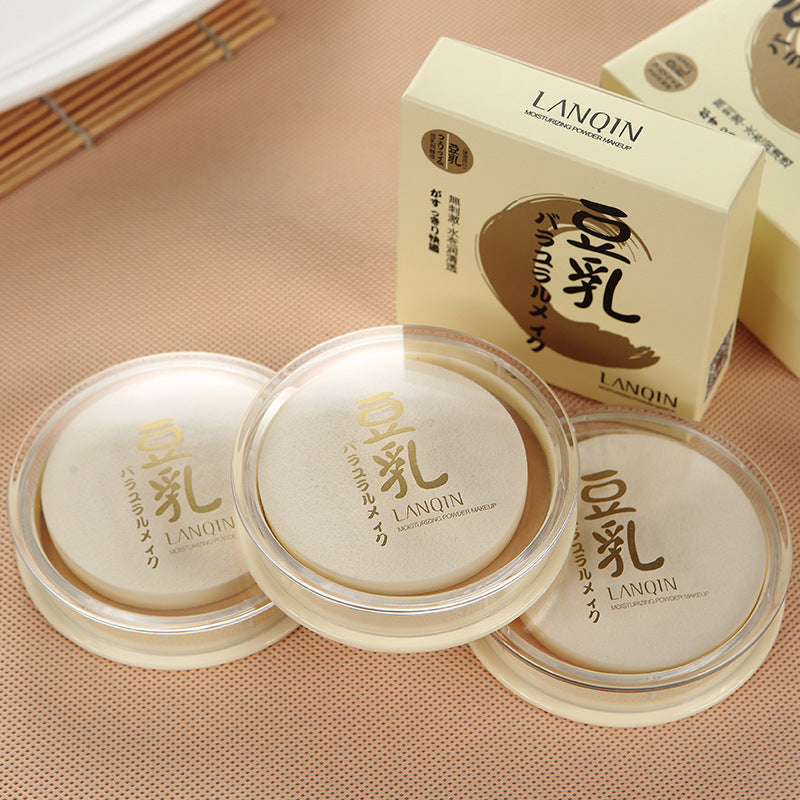 LANQIN Japanese concealer setting soymilk powder cake for contouring white makeup long-lasting clear moisturizing powder authentic