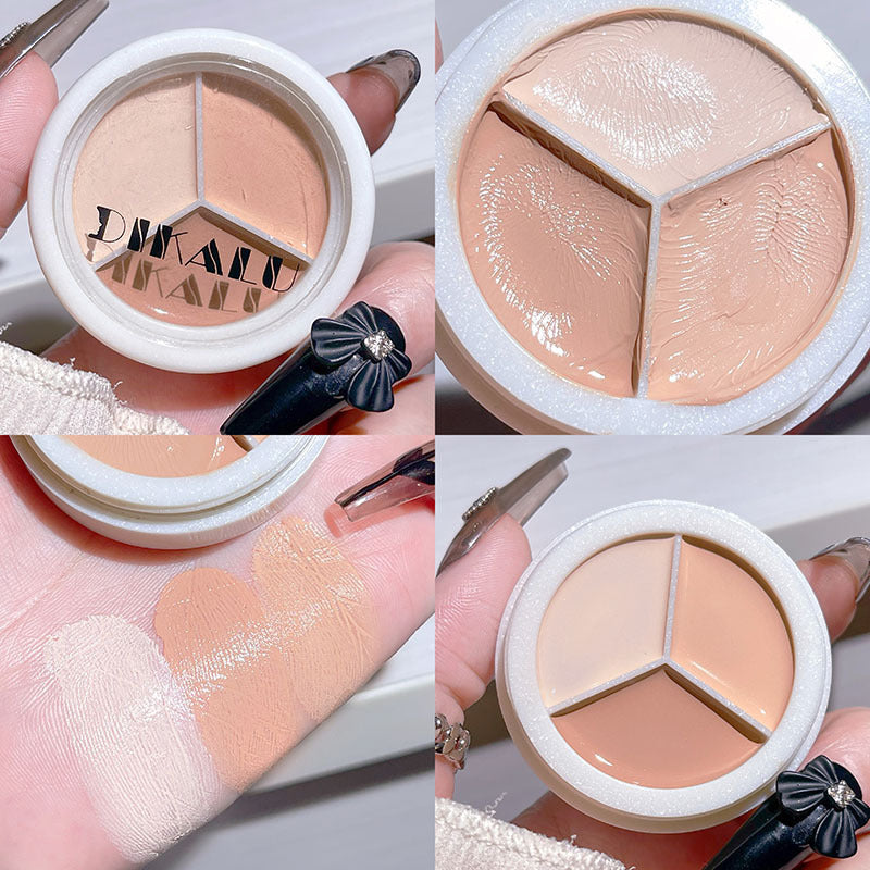 DIKALU three-color concealer Xiaohongshu highlighter concealer concealer dark circles acne freckles without sticking powder