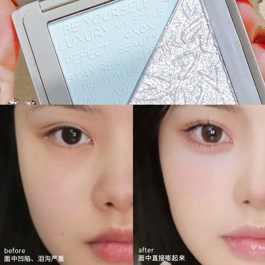 xix Scheming Fantasy Mashed Potato Highlighting Powder Palette Brightens Three-dimensional Modifying Blush Blush Blue ins Highlighting Two-color Powder 