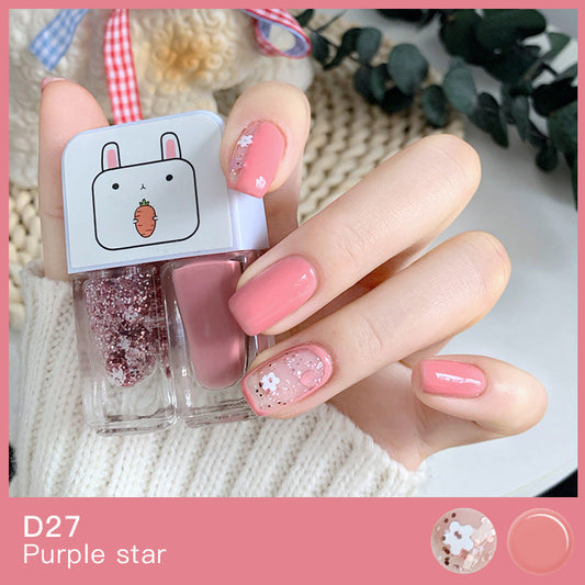 2023 New Nail Art Twins Nail Polish Water-based Glossy Peelable and Tearable Two-Bottle Set Gemini Combination