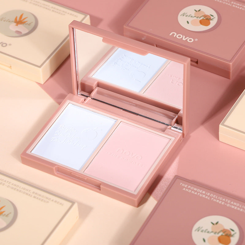 NOVO soft three-dimensional two-color blush palette, two-color multi-purpose natural makeup effect for students, affordable wholesale delivery 