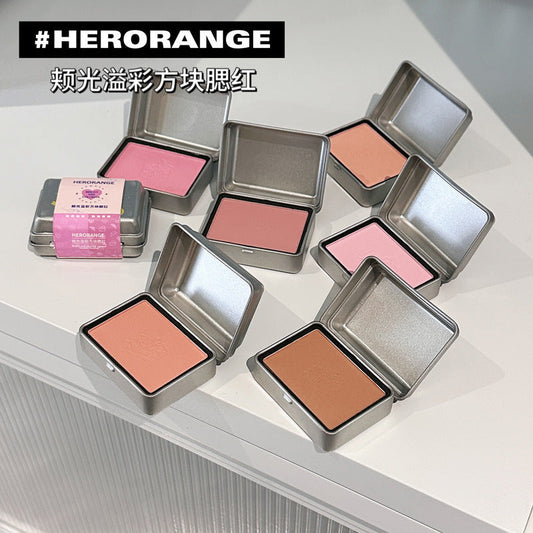 HERORANGE~Peninsula Iron Box Single Color Blush Gray Powder Low Saturation Matte Pure Desire Natural Contouring Brightening Rouge 