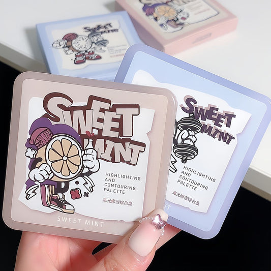 sweet mint checkerboard style Guka style contouring student exquisite contouring highlight comprehensive plate all-in-one nose shadow flash
